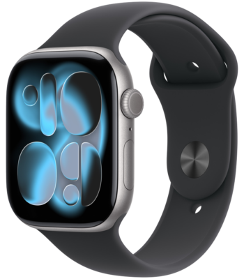 Apple Watch Series 11 GPS 46mm Space Grey Aluminium Case with Black Sport Band -